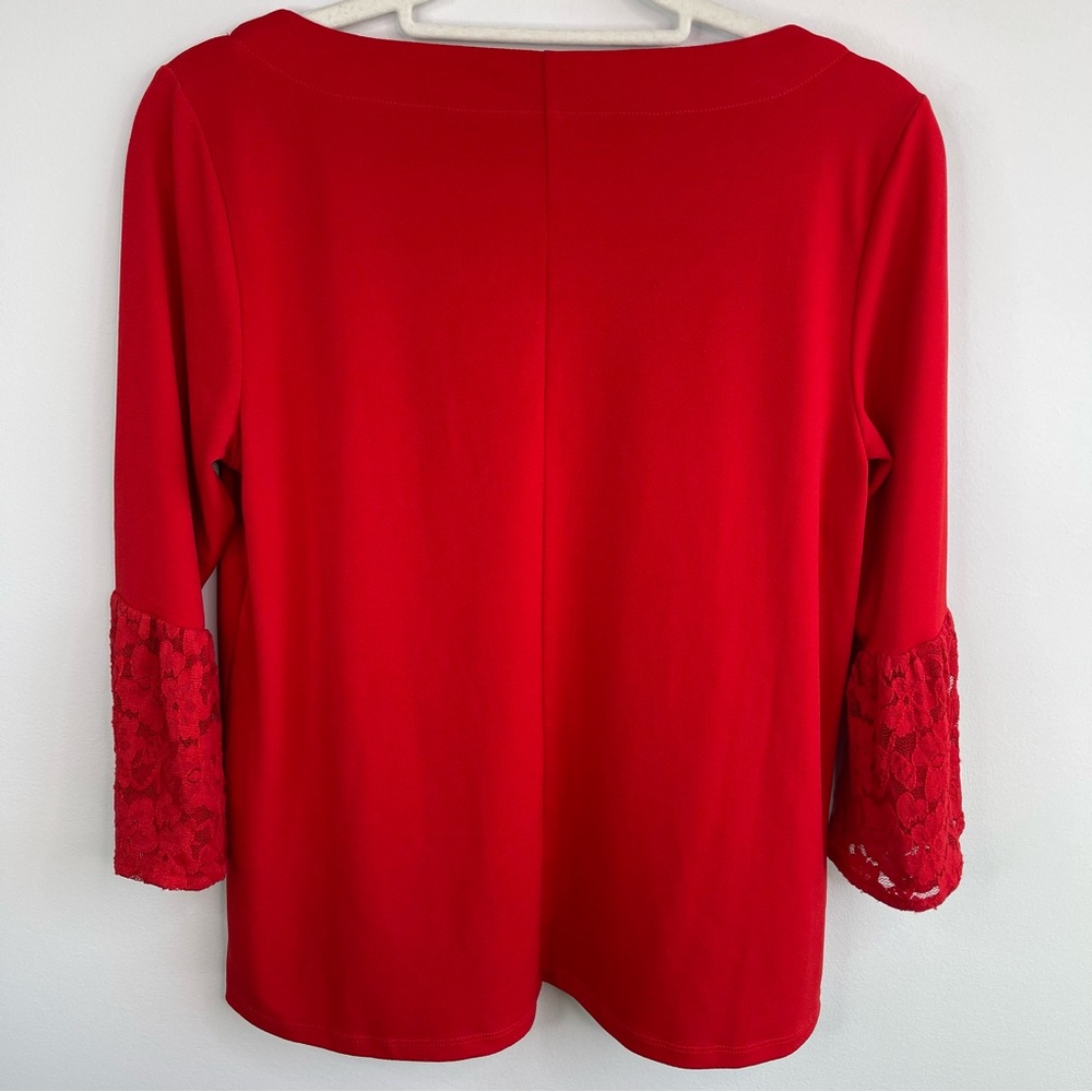 Banana Republic Factory Women's Red Lace Sleeve Top Size S - Picture 7 of 9
